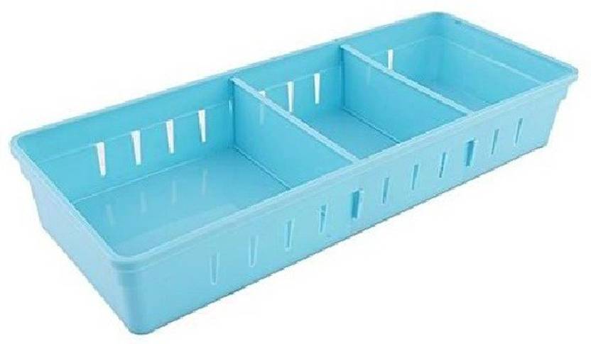 Syga Big Drawer Organizer With 2 Adjustable Drawer Dividers Blue