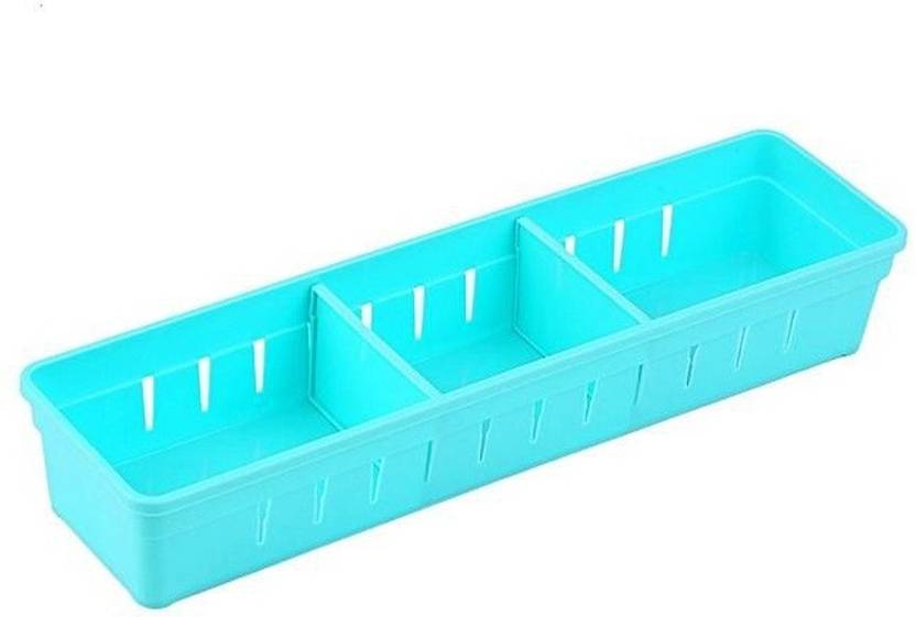 Syga Small Drawer Organizer With 2 Adjustable Drawer Dividers Blue