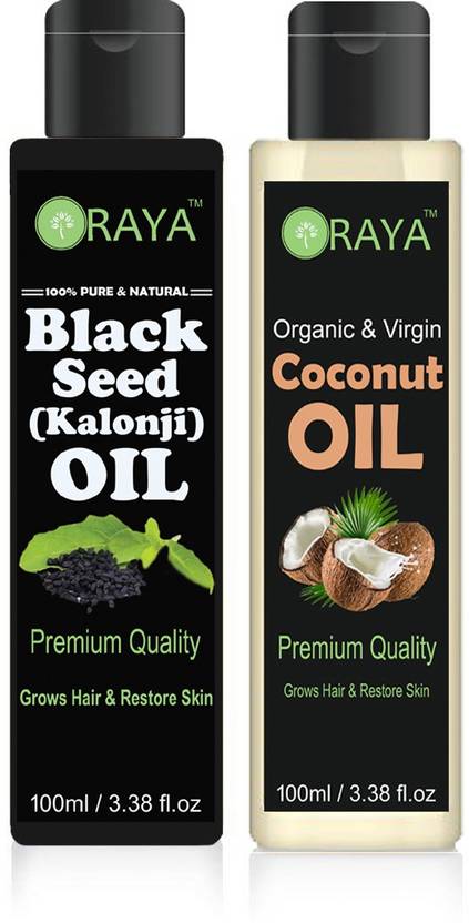 Oraya Organic Coconut Oil And Black Seed Oil Kalonji Combo Pack