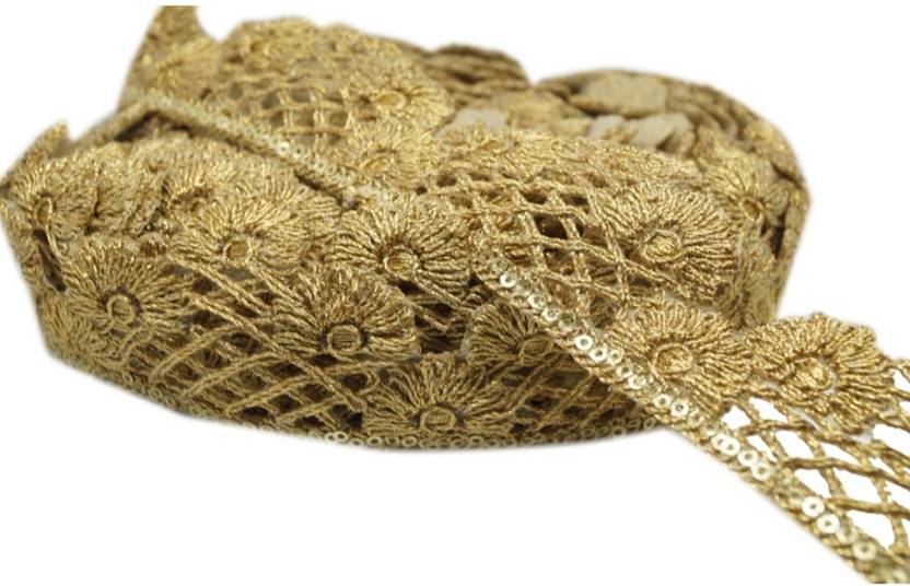 Fabric And Lace Lc999646 Zari Cut Work Floral Design Machine Made