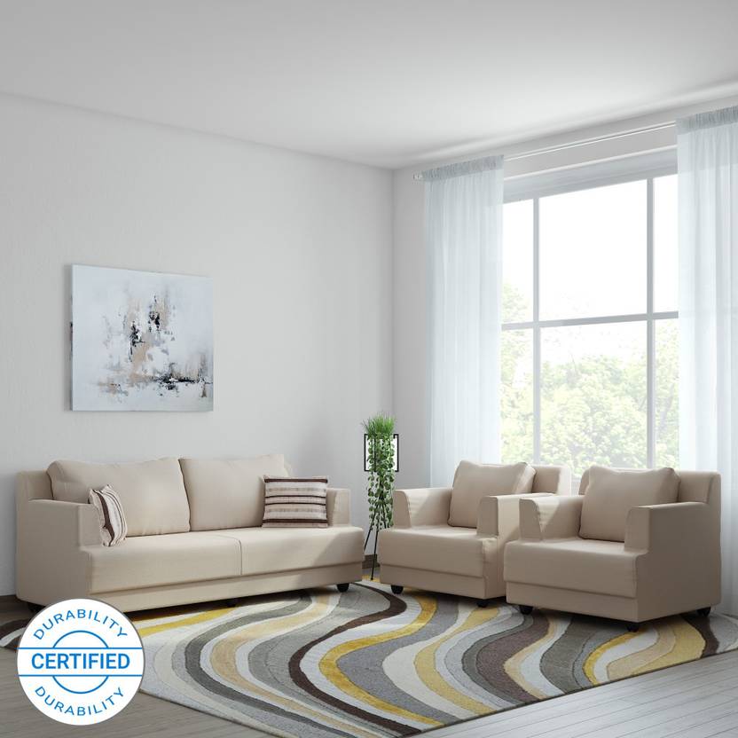 Bharat Lifestyle Marina Fabric 3 1 Cream Sofa Set Price In Bharat Lifestyle Marina Fabric 3 1 Cream Sofa Set