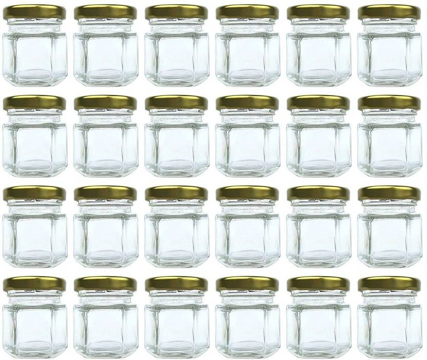 Satyam Kraft Mini Hexagon Glass Jar And Container 45 Ml With Rust
