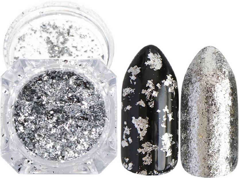 Imported Silver Metallic Flakes Mirror Powder Nail Art Chrome Pigment Glitters (Silver)
