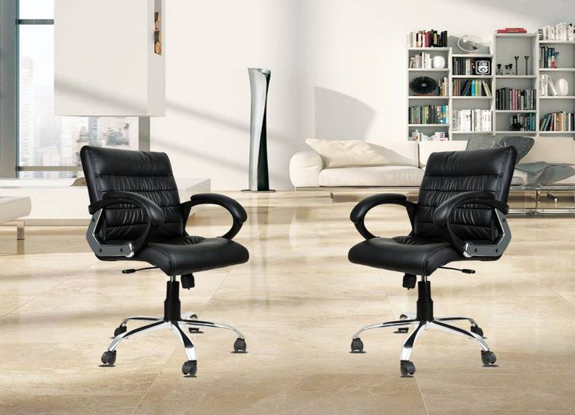 Dzyn Furnitures Newton In Black Leatherette Office Conference Chair