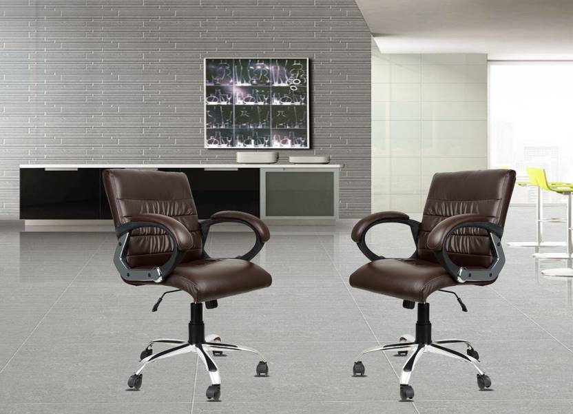 Dzyn Furnitures Newton In Brown Leatherette Office Conference Chair