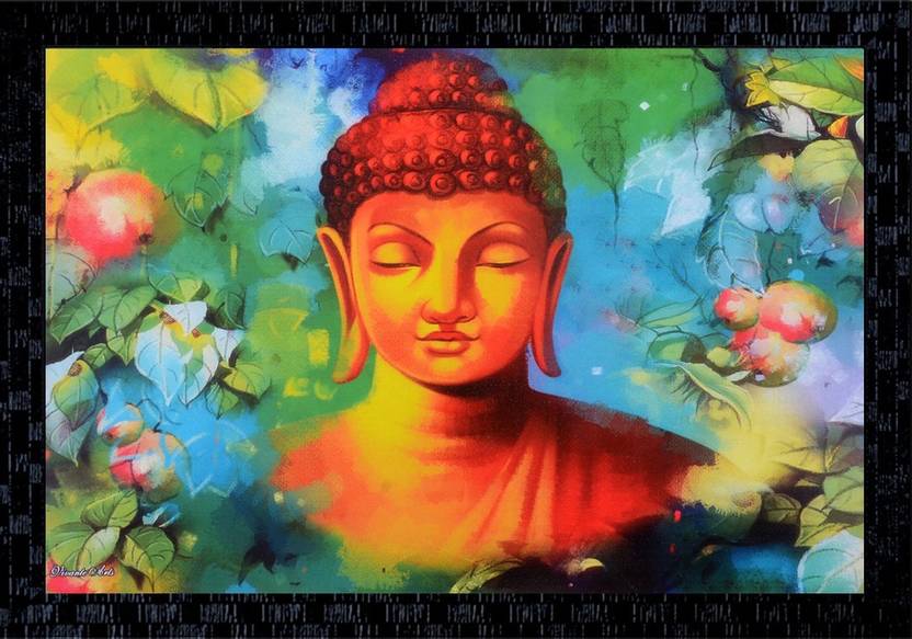 Janki Colorful Lord Gautam Buddha Wall Paintings With Frame