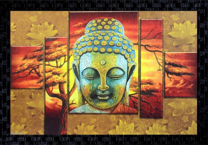 Janki Lord Buddha Framed Wall Paintings With Frame For Living Room Janki Lord Buddha Framed Wall Paintings