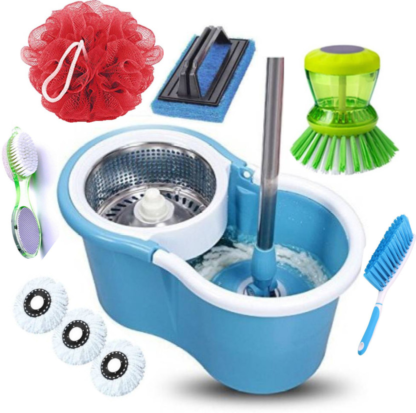 Shivonic � Magic Combo Of Household Cleaning Steel Mop, Mop Set, Bucket, Cleaning Wipe