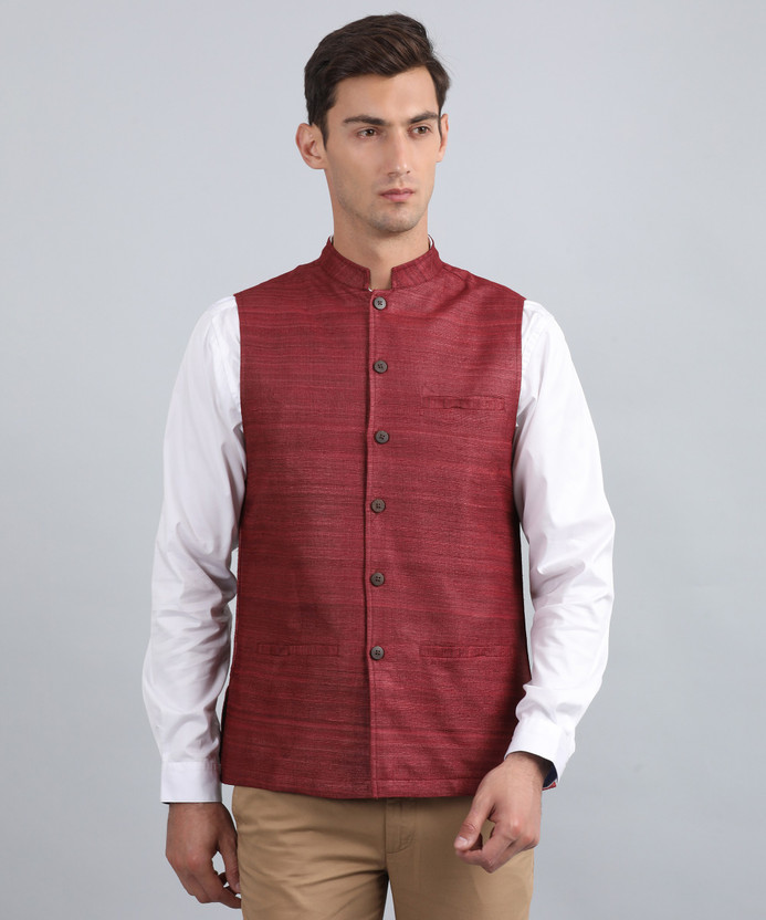 Fabindia Sleeveless Solid Men Jacket 