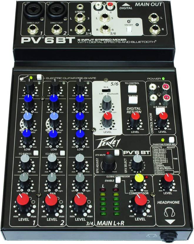 Peavey Live Audio Mixer 6 Channel Compact Analog Mixing Console with