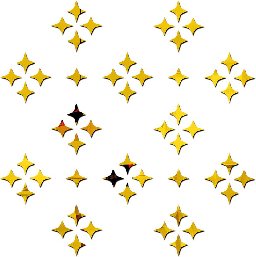 Bikrikendra Large 50 Star Golden 3d Acrylic Mirror Wall Sticker Golden 3d Acrylic Mirror Wall Sticker