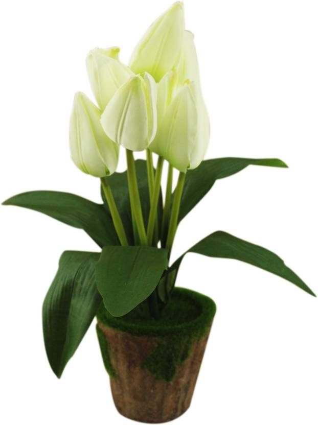 Zevora Light Green Tulip 15 Inch Artificial Plants For Indoor