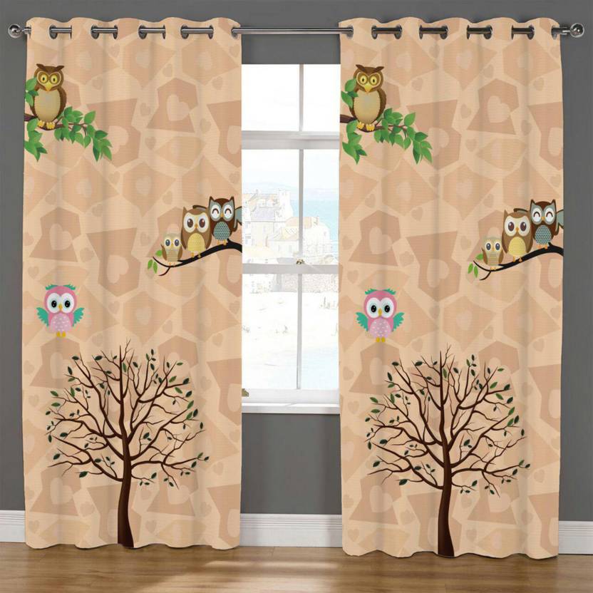 Zain 214 Cm 7 Ft Polyester Long Door Curtain Pack Of 2 Zain 214 Cm 7 Ft Polyester Long Door Curtain Pack Of 2 Printed Brown