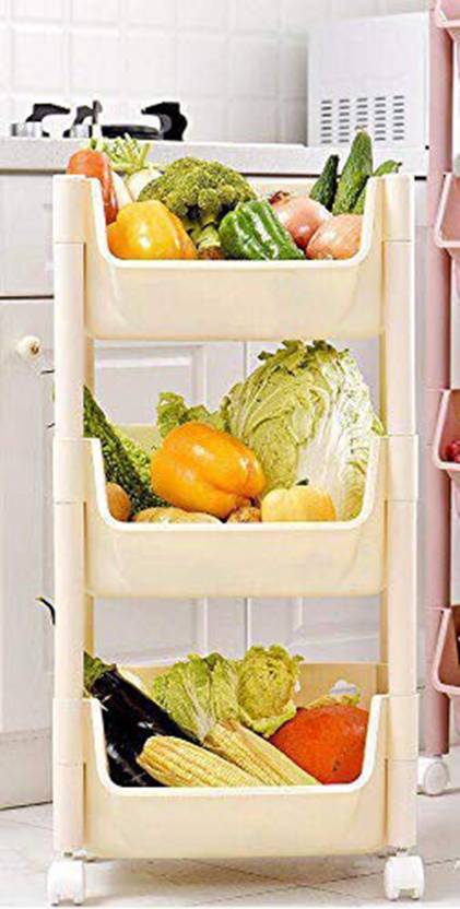 House Of Quirk Set Of 3 Plastic Kitchen Vegetable Fruit Stackable