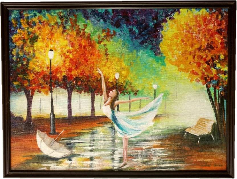 Artizcraft Dancing Girl In Rain Original Acrylic 12 Inch X