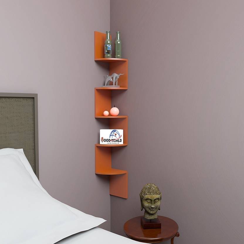 Woodworld 5 Shelves Wall Mount Shelf Zigzag Corner