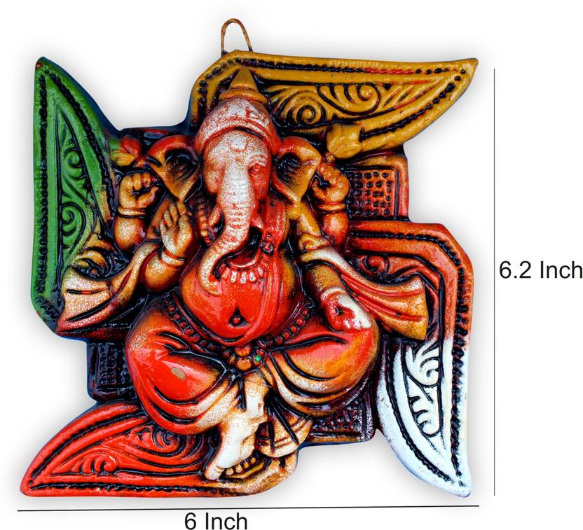 Sawan Shopping Mart Terracotta Swastik Ganesh Wall Decor