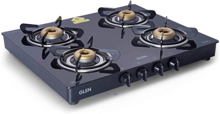 Glen 4 Burners 1041 Gt Forged Brass Burner Black Cooktop Stainless
