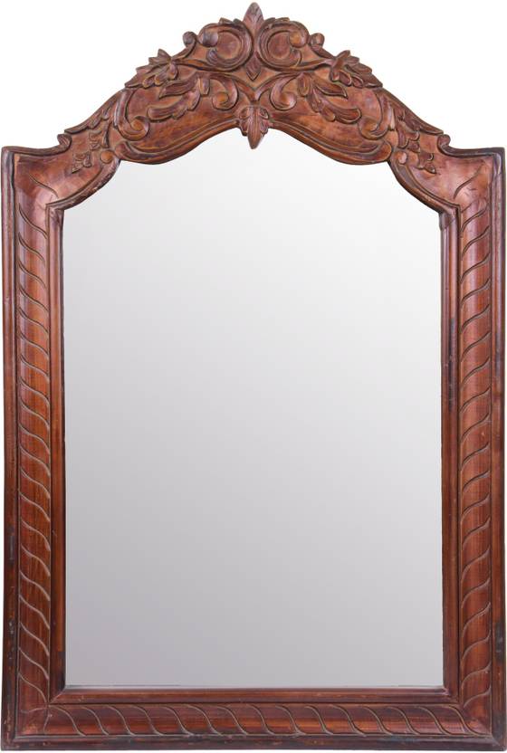 Meher Creation Brown Color Wooden Hand Carved Wall Mirror Makeup Meher Creation Brown Color Wooden Hand Carved Wall Mirror Makeup Decorative