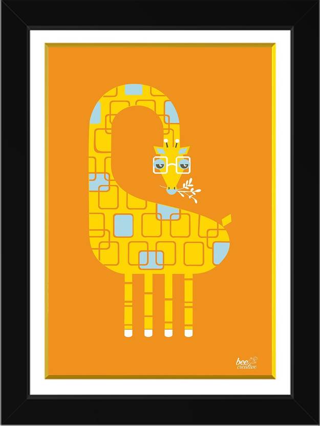 Bee Creative Nerdy Giraffe 26 18 Inches Black Frame Ink Inch X Bee Creative Nerdy Giraffe 26 18 Inches Black Frame Ink Inch X Painting In India