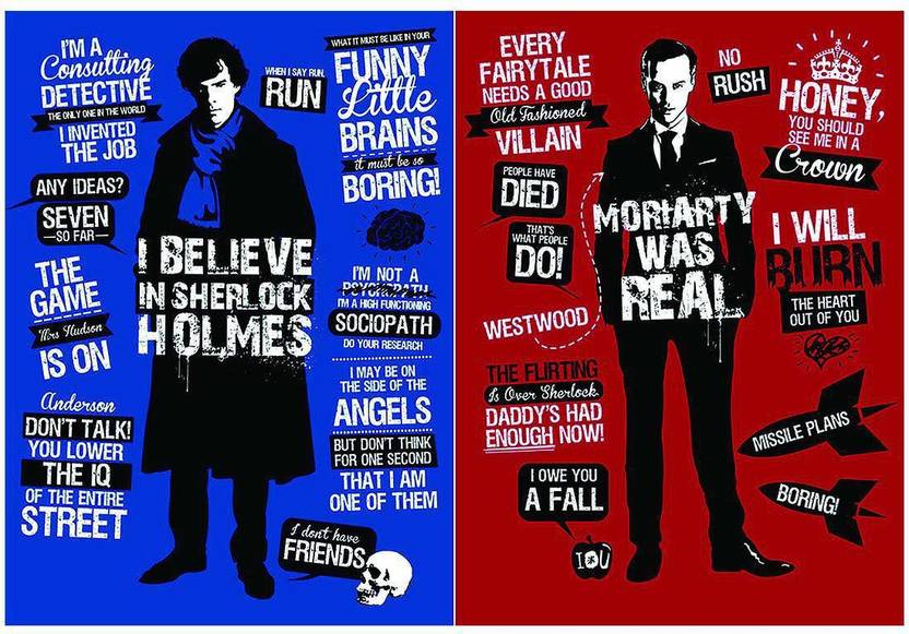 Sherlock Moriarty And Sherlock Holmes Quotes Poster A3+ 13 x 19 inches Paper Print Movies