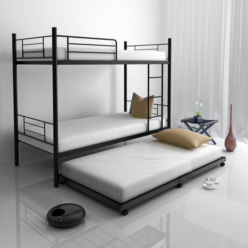 Camabeds Flou Hide Away Trundle Bed With Castor Wheels Metal Single