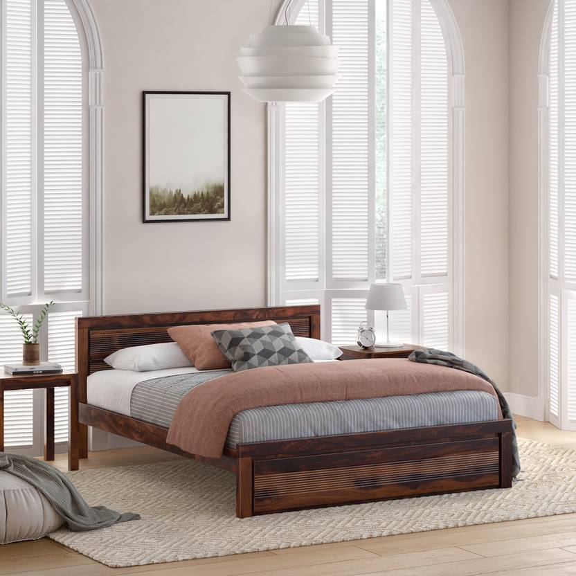 Flipkart Perfect Homes PureWood Sheesham Queen Bed Price in India Buy
