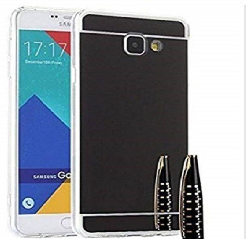 Premsons Back Cover for Samsung Galaxy A7 / A710 Soft Black TPU Metal Bumper with Acrylic