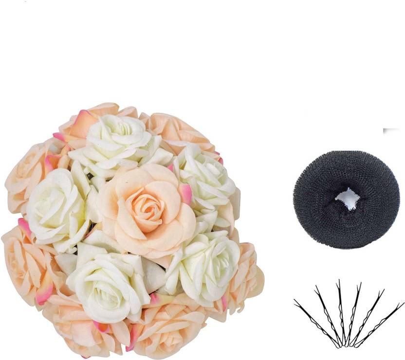 Fully Combo Of Flower Gajra Hair Pins Bun Maker For Party