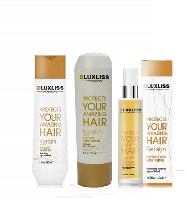 Luxliss KERATIN SHAMPOO 250ML,CONDITIONER 200ML AND SERUM 50ML COMBO