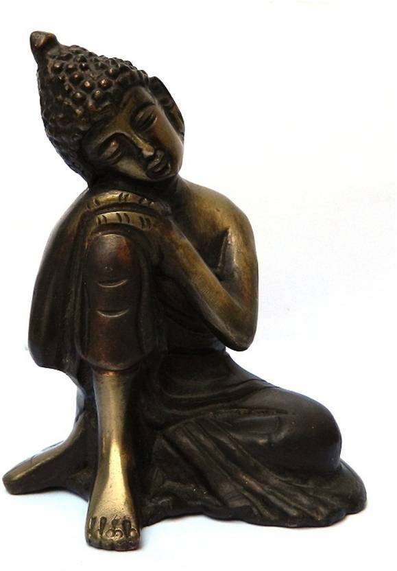 Shalibhadra Antique Brass Resting Buddha Statue / Spiritual Buddha