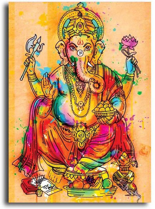 Pixelartz Canvas Painting Sri Ganesha Abstract Art 35 X