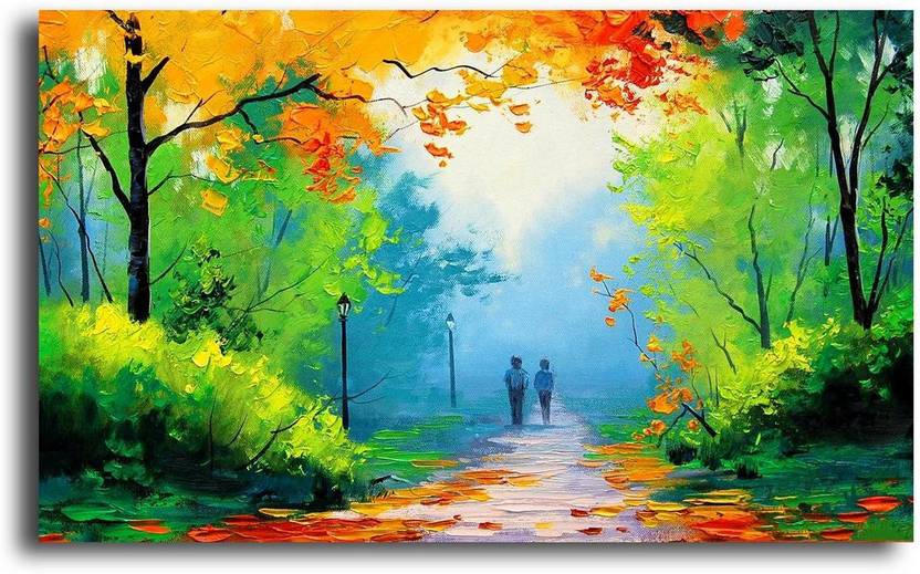 Pixelartz Canvas Painting Colorful Sunrise Nature Canvas