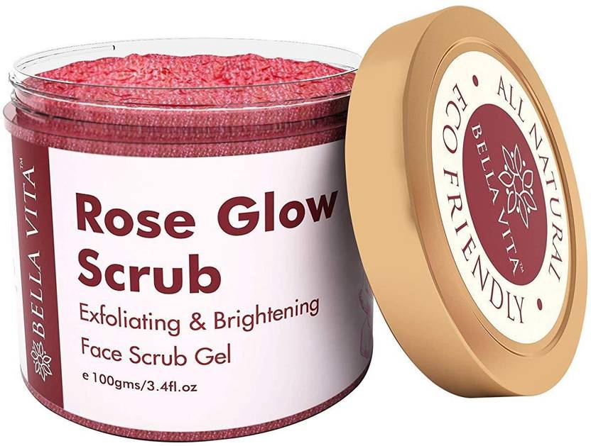 BellaVita Organic Brightening & Exfoliating Rose Glow Face Scrub Gel for Oily Skin 100 g