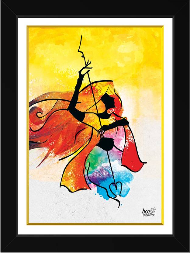 Bee Creative Maa Durga 26 18 Inches Black Framed Art Ink