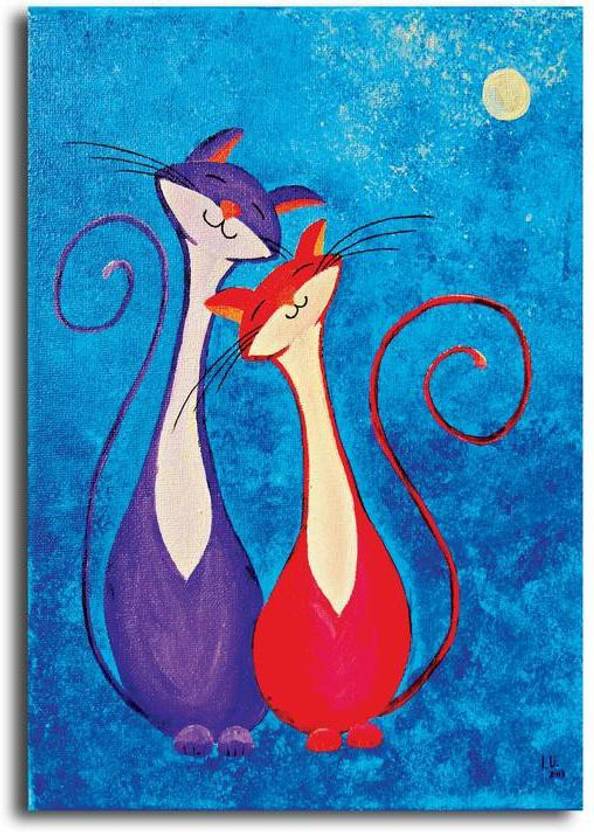 Pixelartz Canvas Painting Fantasy Cat Acrylic Painting
