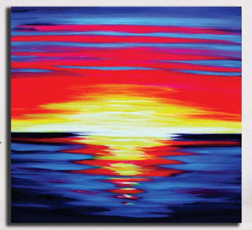 Pixelartz Canvas Painting Abstract Sunset In Neon Colours