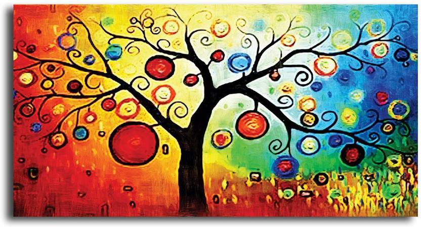 Pixelartz Canvas Painting Abstract Tree Painting Without