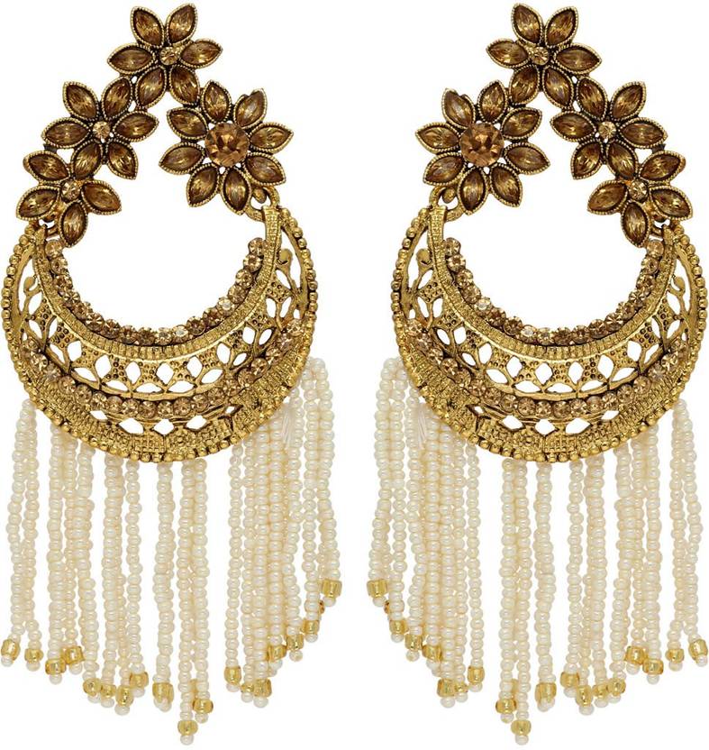 Flipkart Com Jaipur Mart Partywear Special Gold Color Glass Jaipur Mart Partywear Special Gold Color Glass Stone Antique Earrings Alloy Chandelier Earring