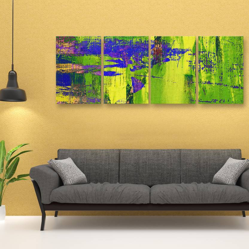 Funkehomes Green Abstract Canvas 18 Inch X 48 Inch Painting
