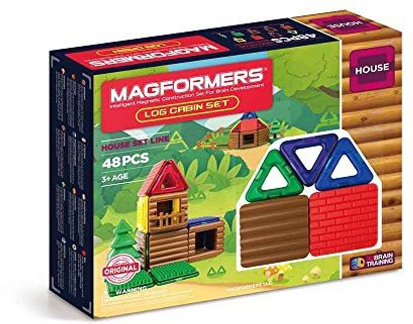 magformers log cabin 48 piece magnetic building blocks