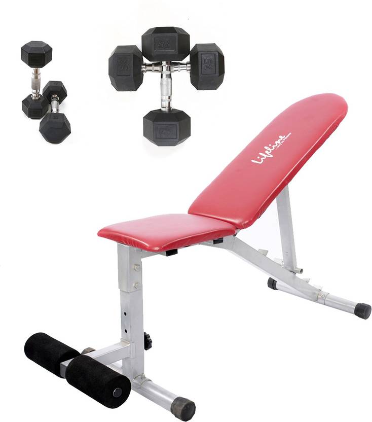 Lifeline Adjustable Bench 311 Bonus With Hexa Dumbbell Set 2 5 Kg