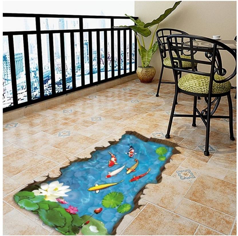 Impression Large 3d Fish Floor Sticker Hall Living Rooms