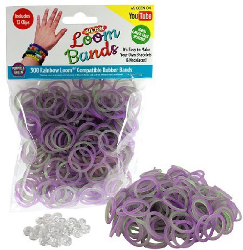 Loom Bands 300 pack 12 s-clips Purple