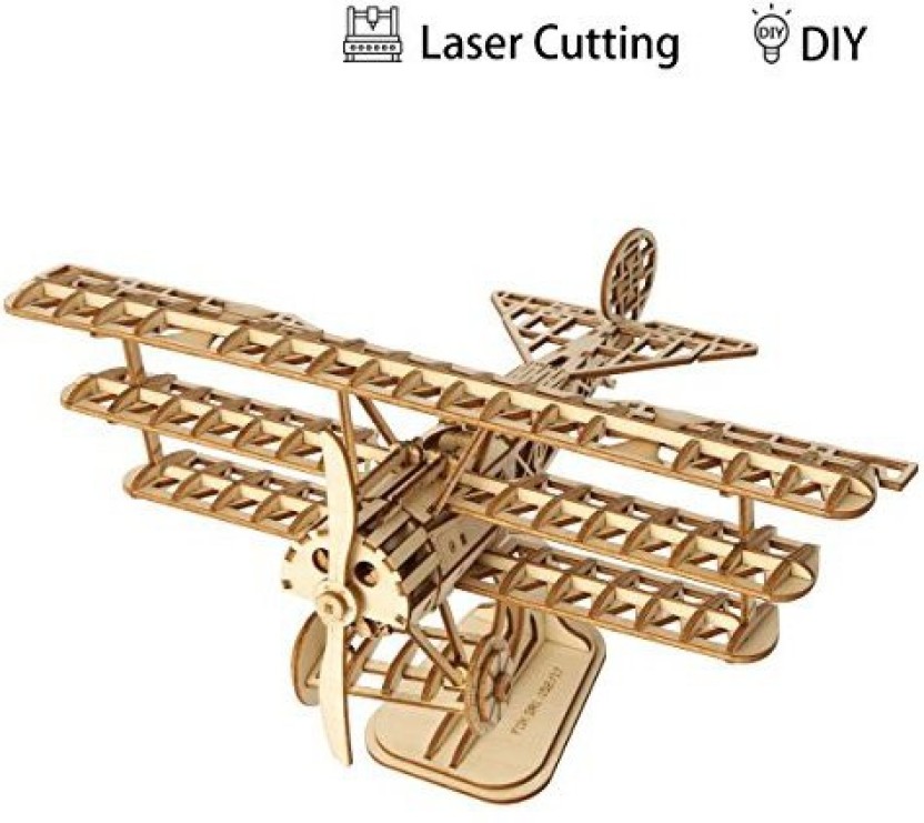 Laser cut ply wood wooden airplane 3D puzzle