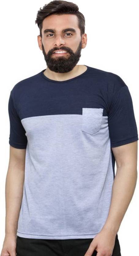 Bonzara Color Block Men Women Round Neck Reversible Dark Blue