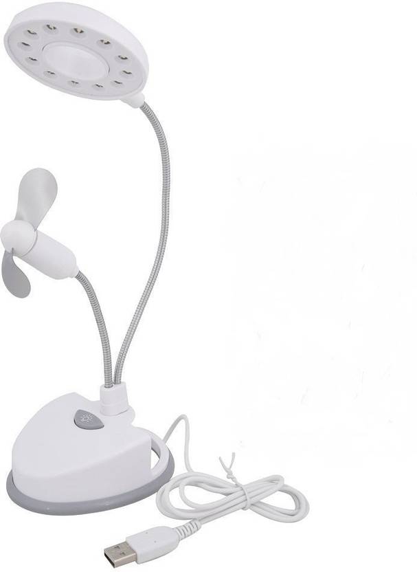 Fiiasa 2 In1 Led Desk Table Study Lamp With Fan Works On Batteries And Usb Eye Protection Mini For Reading