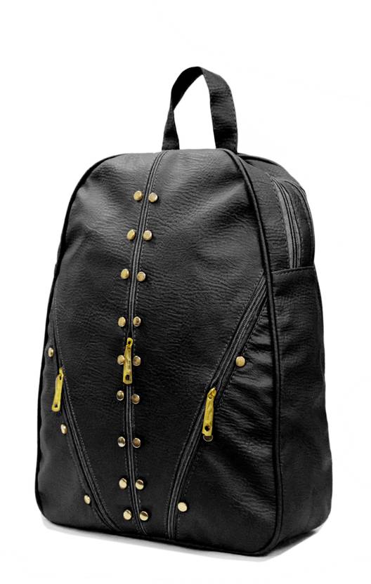 Splice Pu Leather Backpack School Bag Student Women Travel 6 L