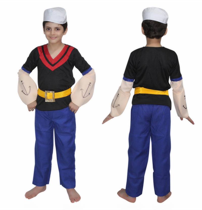 KAKU FANCY DRESSES Sailor Man Cartoon Costume -Blue & White, 3-4 Years, For  Boys Kids Costume Wear Price in India - Buy KAKU FANCY DRESSES Sailor Man Cartoon  Costume -Blue & White,