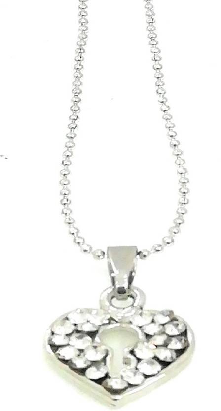 Itiaumretails Silver Crystal Heart Locket Pendant Metal Itiaumretails Silver Crystal Heart Locket Pendant Metal